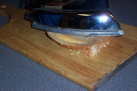 Experiment I - rayon - showing damage to top slice of bread
